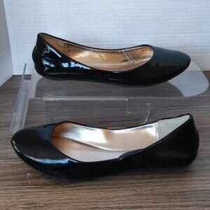Steve Madden Round Toe Ballet Flats Size 7.5 Glossy Black Dressy Shoes
